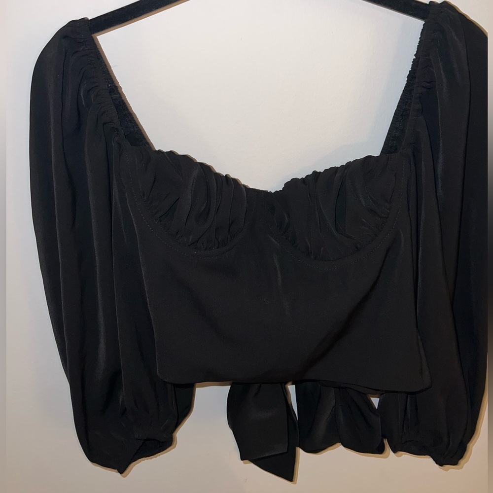 Isabelle’s Cabinet Ruched Black Tie Top | Size: Small